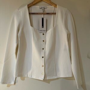 Nine West Cream Blouse with Gold Buttons